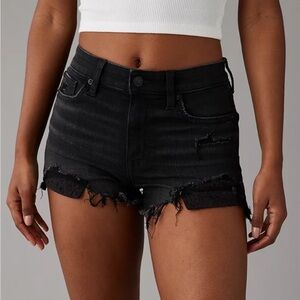 American Eagle next level high waisted black distressed denim short shorts